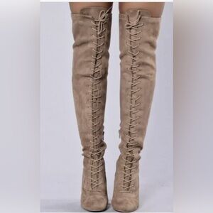 Forever Front lace up tigh high boots- Used, 6.5